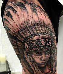 Feathers, stones, beads and animal fur were used to adorn the. Love Americanindian Indian Headress Nativeamerican Native Tattoo Native Indian Tattoos Headdress Tattoo Indian Tattoo