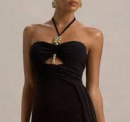 Mohito | Black Halter-Neck Cut-Out Maxi Dress With Split
