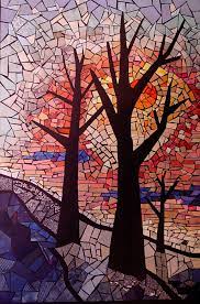 Silhouette Sunset By Lori Miller Mosaic Murals Mosaic Art Mosaic Tree