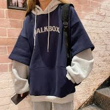 Color Block Lettering Oversized Hoodie ...