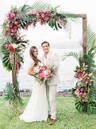 Tropical Wedding Ideas That Will Transform Your Big Day Into An Oasis Tropical Wedding Flowers Wedding Beach Ceremony Tropical Beach Wedding