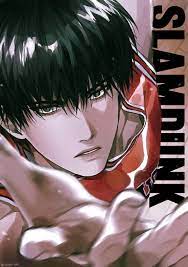 rukawa kaede, slam dunk (series), highres, korean commentary, 1boy,  basketball jersey, basketball uniform, black eyes, black hair, chango3  1005, copyright name, looking at viewer, male focus, outstretched hand,  parted lips, red shirt,