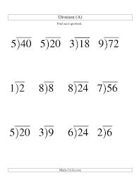 The Long Division One Digit Divisor And A One Digit Quotient With No Remainder Large Print A Division Worksheets Long Division Long Division Worksheets