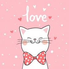 Draw White Cat With Pink Background For Valentine Valentine Drawing Cat Art Cute Art