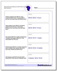 These word problems worksheets will produce ten problems per worksheet. Money Word Problems