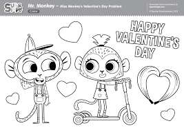 That special day is coming for all you sweethearts. Mr Monkey Valentine S Day Coloring Page Super Simple