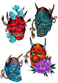 Hannya Mask Tattoo Flash Japanese Tattoo Japanese Mask Tattoo Hannya Mask Tattoo