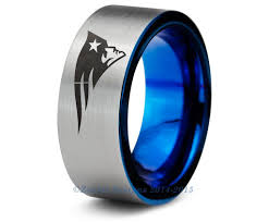 6mm New England Patriots Blue Tungsten Wedding Band Ring Blue Tungsten Wedding Bands Blue Tungsten Ring Blue Tungsten