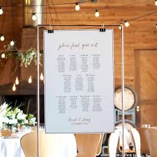 printed seating chart on stand