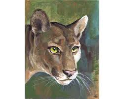 Puma Painting Original Art Florida Panther Big Cat Art 8 By 6 Etsy Big Cats Art Cat Art Cat Painting