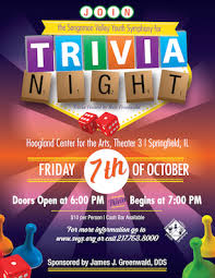 Bars, schools, or parties that have trivia night or pub quizzes can use this printable flyer featuring the brain and question marks. Sangamon Valley Youth Symphony Trivia Night Fundraiser Wtax 93 9fm 1240am