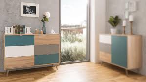 Diese kommode in weiß und grau besticht durch zeitlosen chic mit raum für ihre kreativität! Kommode Cuba Sideboard Anrichte Sonoma Eiche Weiss Grau Petrol 120x85