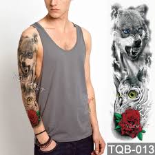 Tatouage Temporaire 1 Piece Autocollant Motif De Loup Hibou Rose Fleur Complet Avec Bras Art Corporel Grand Faux Tatouage Aliexpress
