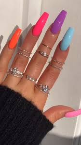 Acrylic nails are a mixture of powder and a liquid monomer. 50 Most Popular Acrylic Nail Designs You Must Try 14 Producttall Com Summer Acrylic Nails Acrylic Nail Designs Rainbow Nails