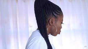 Easy Feed In Braided Ponytail Styles For Black Natural Hair African American Hairstyle Videos Aahv Black Natural Hairstyles Braided Ponytail Ponytail Styles