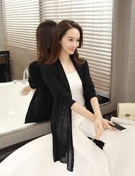 Áo khoác len lưới cardigan màu đen - B3044