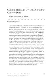 Pdf Cultural Heritage Unesco And The Chinese State