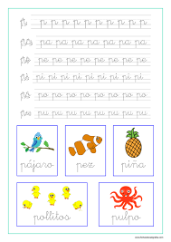 Silabas pa pe pi po pu. Ejercicio De Caligrafia Con La Letra P Y Las Vocales Fichas De Caligrafia