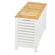 White rectangular wood laundry hamper with interior bag. White Oak Wooden Laundry Clothes Basket Hamper Bin Storage Lid Bathroom Bedroom Ebay