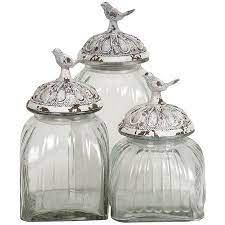Are metal lids of glass bottles recyclable? Set Of Three Glass Jars With Antiqued Lids And Bird Finials Product Small Medium And Large Jar Construction Decorative Glass Jars Decorated Jars Glass Jars