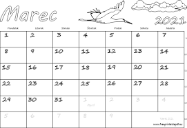 Add own events to pdf calendar. Kalendar Mien Marec 2021 Tlac Pdf Pre Tlac Zdarma