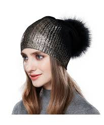 Black Beanie With Pom Pom Womens Womens Pom Pom Beanie For Winter Hats Real Fox Fur Slouchy Hat Sparkle Shiny Black Cg186gmqoi2 Winter Hats Beanie Hats For Women Hats For Women