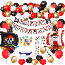 Pirate ship birthday party decorations. Specool Pirate Birthday Party Decorations With Pirate Temporary Tattoo Banner Pirate Ship Boat Balloons For Children 1st 2nd 3rd 4th 5th 6th 10th Pirate Themed Parties Birthday Supplies Buy Online In French