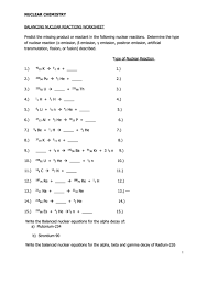 Write the nuclear symbol for the missing term in equation 6. Balancing Nuclear Reactions Worksheet Printable Pdf Download