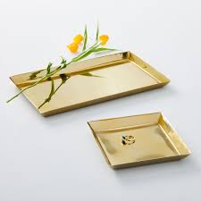 Vanity table and folding chair illustration. Foundations Metal Brass Trays