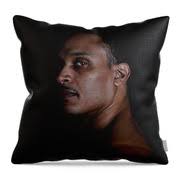 Portrait Of A Man On A Black Background Shower Curtain by Michael Duva