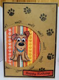 Chudleigh and friends await you! Handmade Birthday Card Using Tim Holtz Crazy Dogs Kraft Splotchy Footprints Negative Space Circle Off The E Crazy Dogs Cards Cards Crazy Dog Cards