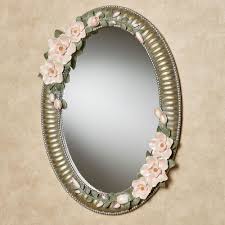Magnolia Elegance Floral Oval Wall Mirror Oval Wall Mirror Mirror Wall Gold Wall Decor