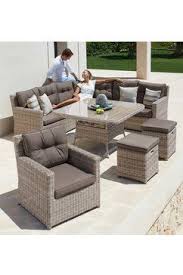 Tuinmeubelset Bahamas Hoek Loungeset Stoel 2 Hockers Tafel Poly Rotan Bruin Tuinsets Tuinstoelen Stoelen