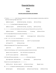 Pdf Financial Service B Com Iii Sem Multiple Choice Questions And Answers Pooja Adhikari Academia Edu