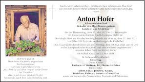 Wann wird es beim hofer (österreichischer aldi) endlich auch zigaretten, tabak, hülsen usw. Traueranzeige Von Anton Hofer Vom 13 05 2021 Tiroler Tageszeitung