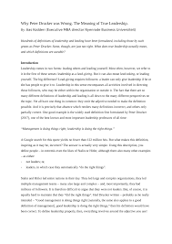 Pdf Why Peter Drucker Was Wrong The Meaning Of True Leadership