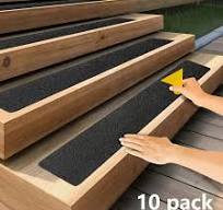 Kaskawise 10-Pack Non-Slip Outdoor Stair Treads - Anti Slip 4" X 24" Grip  Tape Adhesive Strips - Heavy Duty Traction for Steps, Staircase, Deck-Black