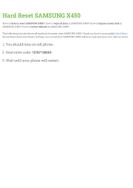 Hard Reset SAMSUNG X450