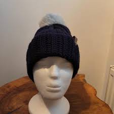 Sally Cable Knitted Beanie Hat With Bobble ZH263 NAVY SALE PRICE