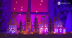 Download Christmas Mantel Village Svg Dreaming Tree PSD Mockup Templates