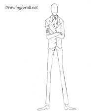 Using simple lines draw the spine, arms and legs. How To Draw Slenderman