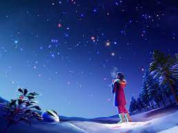 Image Detail For Girl At Snow Night Star Sky Photo Look At The Stars