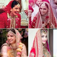 Priyanka Chopra Deepika Padukone Anushka Sharma And Sonam Kapoor Bridal Look Bollywood Wedding Bollywood Wedding Dress Priyanka Chopra Wedding