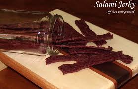 Salami Ground Beef Jerky Off The Cutting Board