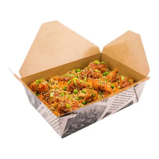 Hộp đựng gà rán bằng giấy nâu tái chế in sẵn, hộp mang đi nóng, bao bì thực phẩm nhanh, thân thiện với môi trường - In Đức Phát