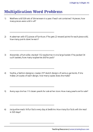 3 digit by 2 digit multiplication word problems worksheets