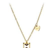 Hourglass of Love Gold Plated Stainless Steel Pendant Necklace with Heart  Charm