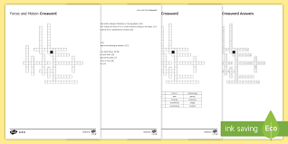 Ks3 Forces And Motion Crossword Crossword Force Forces Motion Air Resistance Friction Grav Science Teaching Resources Force And Motion Teaching Science