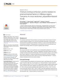 Pdf Trichuris Trichiura Infection And Its Relation To Environmental Factors In Mbeya Region Tanzania A Cross Sectional Population Based Study