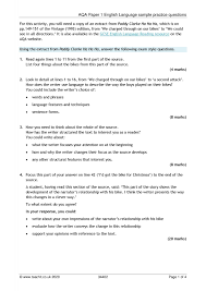 Please write clearly in block capitals. Aqa English Language Paper 1 Reading Practice Activity Using An Extract From Paddy Clarke Ha Ha Ha Includes Example Student Answers